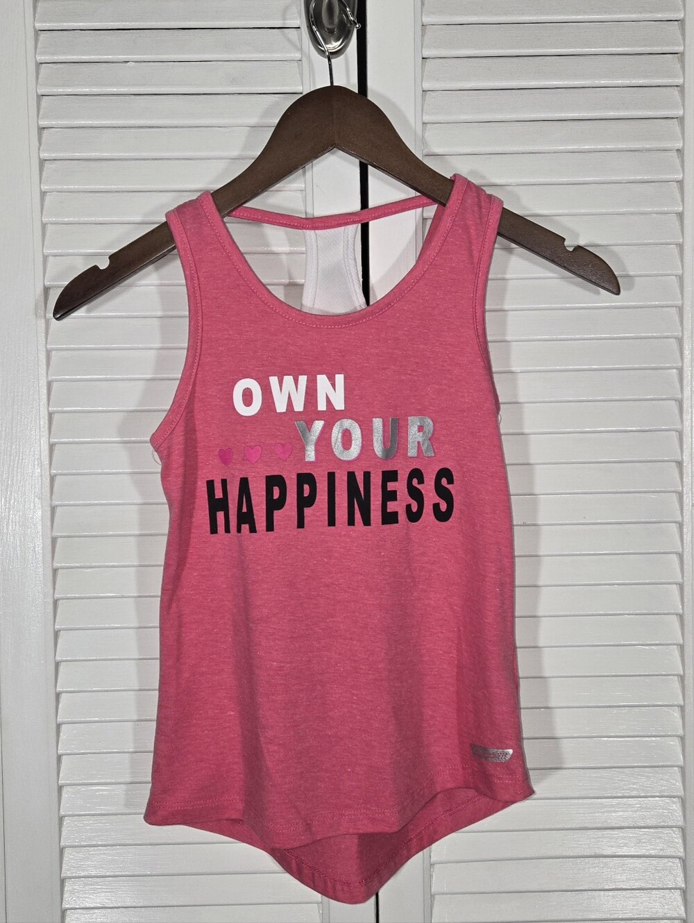 Hind Racerback Active Tank Top Heathered Pink Graphic Own Your Happiness 10/12
